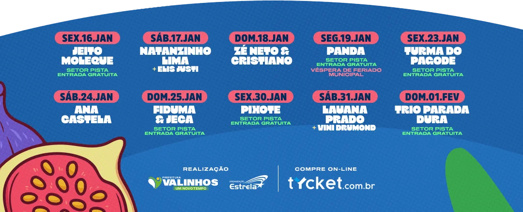 Programação e patrocinadores